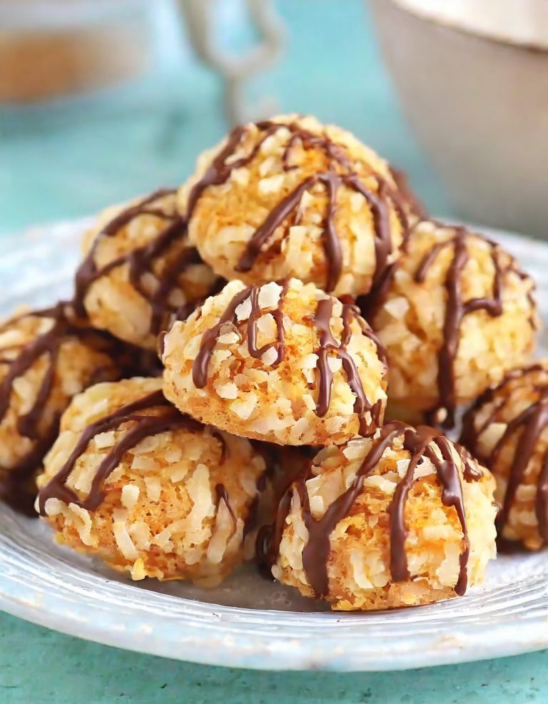 No Bake Salted Caramel Coconut Macaroons