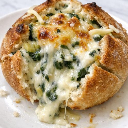Cheesy Spinach Artichoke Stuffed Bread