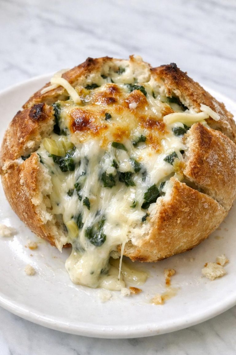 Cheesy Spinach Artichoke Stuffed Bread