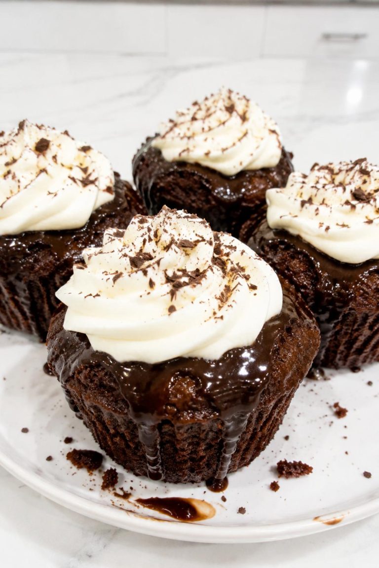 Hot Fudge Poke Cupcakes