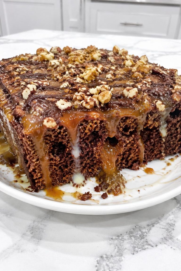 Turtle Poke Sheet Cake