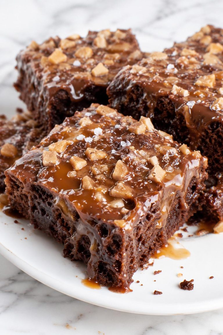 Caramel Fudge Poke Bars