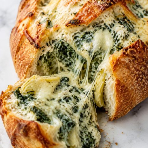 Cheesy Spinach Artichoke Stuffed Bread