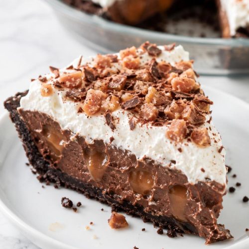 Chocolate Toffee Poke Pie