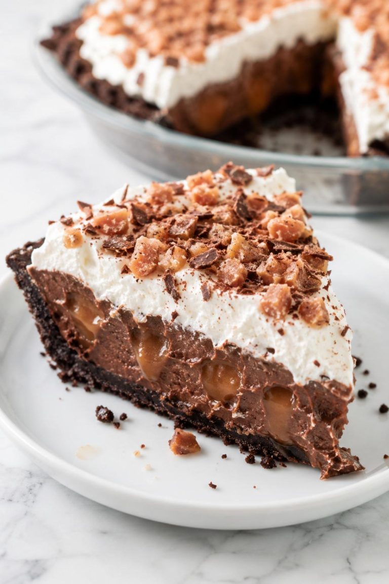 Chocolate Toffee Poke Pie