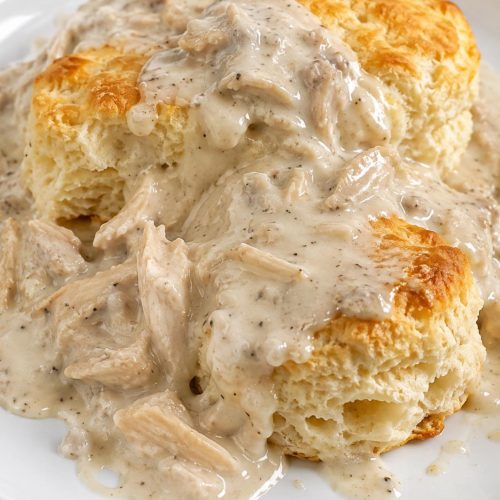 Creamy Chicken Gravy over Biscuits
