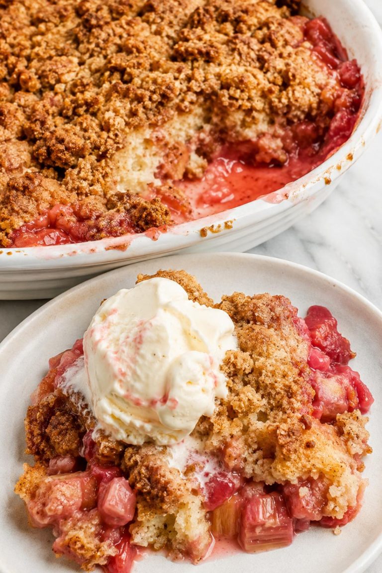 Old-Fashioned Rhubarb Coffee Cake Cobbler