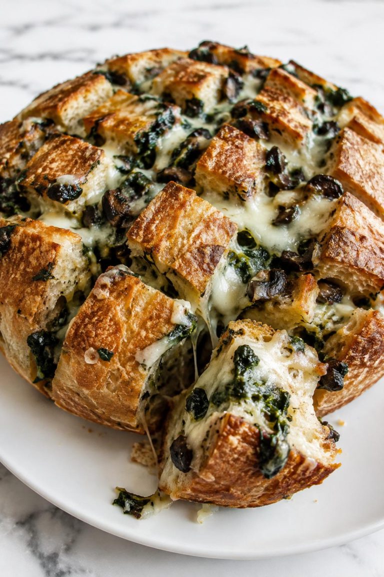 Spinach Cheese Portobello Pull-Apart Bread