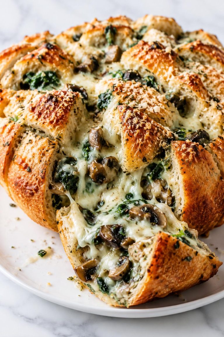 Spinach Cheese Portobello Pull-Apart Bread