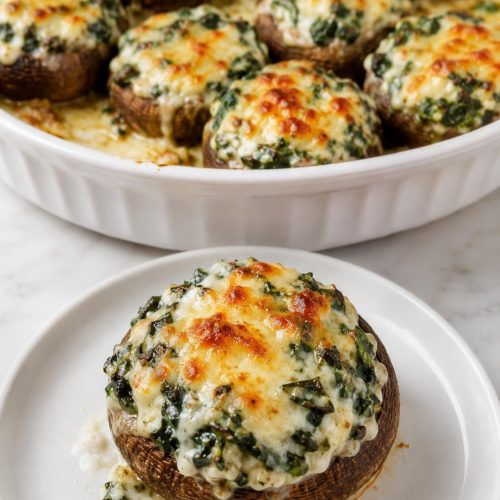 Spinach Stuffed Mushroom Bake