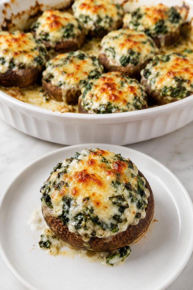 Spinach Stuffed Mushroom Bake