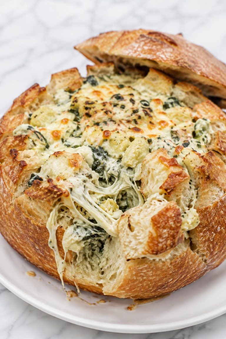 Cheesy Artichoke Dip Stuffed Bread