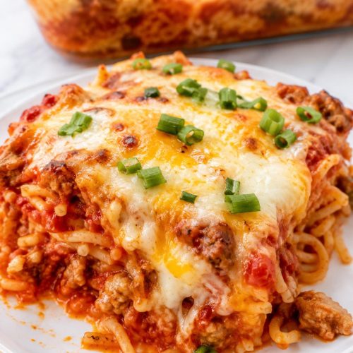 Cheesy Spaghetti Bake Brunch Bake