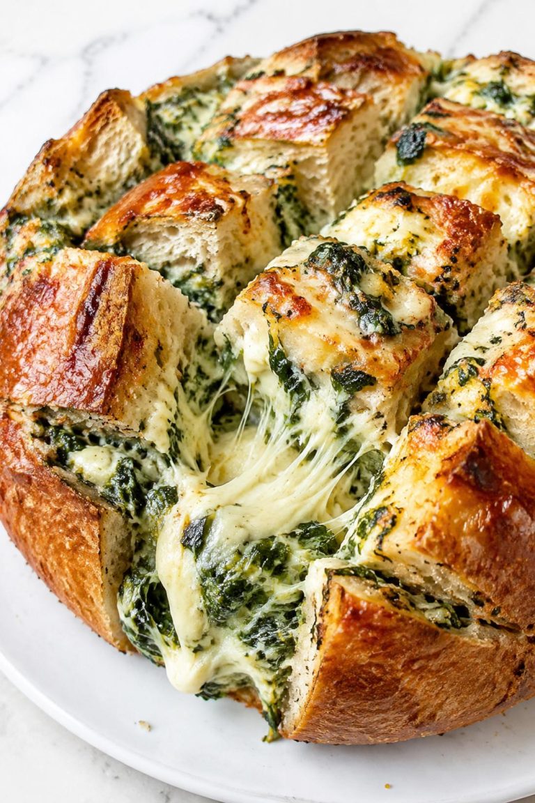 Cheesy Spinach Dip Pull-Apart Bread