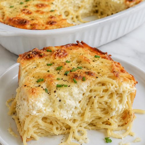 Cream Cheese Spaghetti Brunch Bake