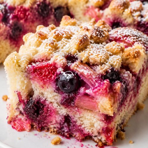 Old-Fashioned Berry Rhubarb Cake