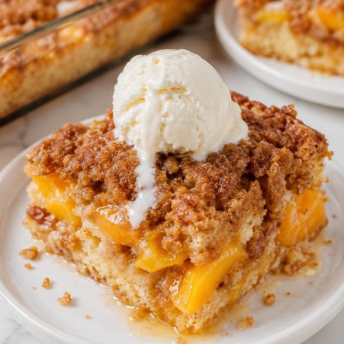 Peach Cobbler Cake Crisp